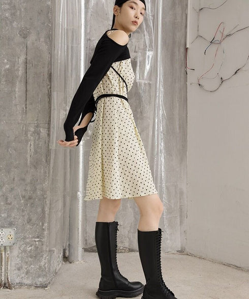 Cutout Layered Top & Dot Dress Co-ord
